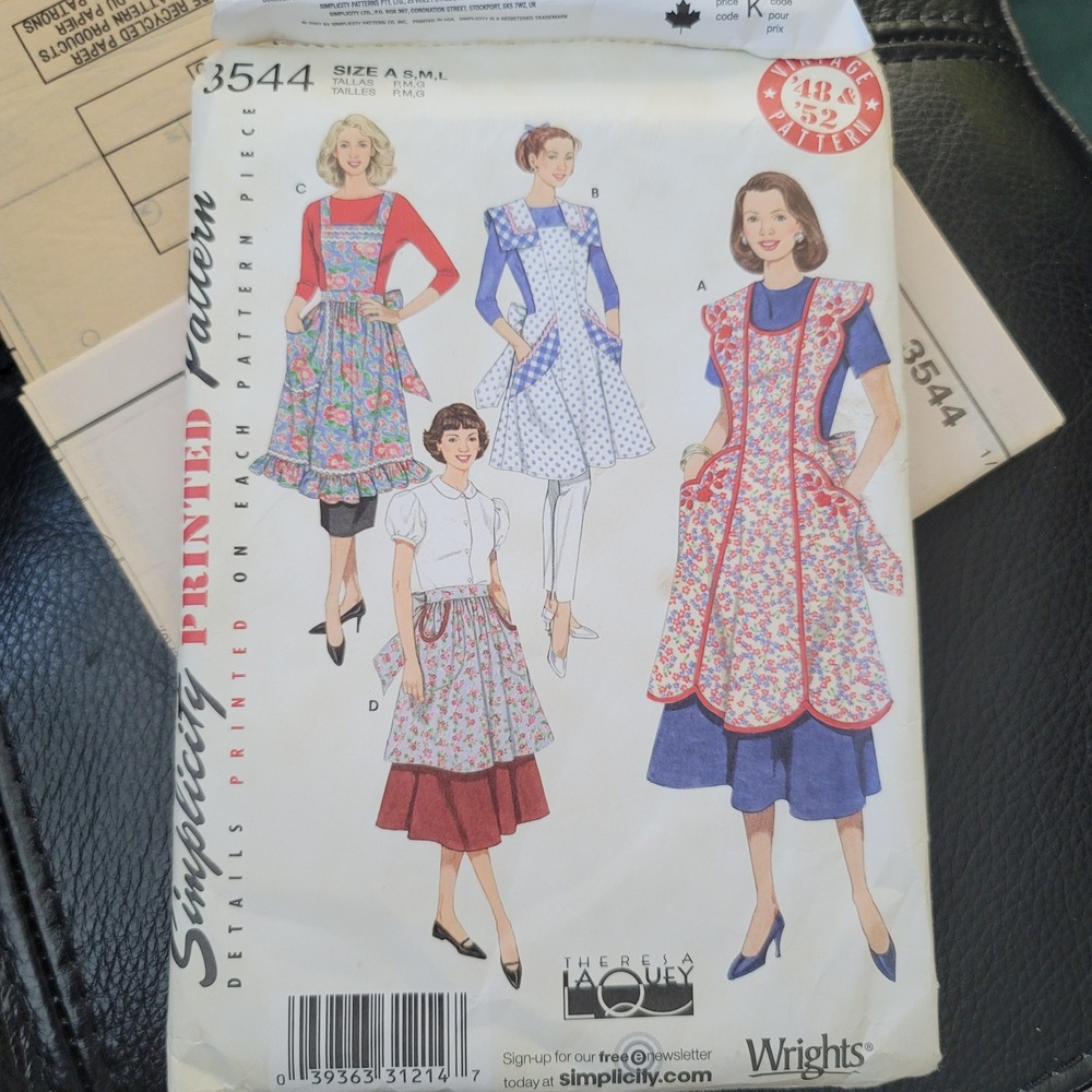 Simplicity 3544 Theresa Laquey Misses Aprons Sewing Pattern Uncut Size S M L